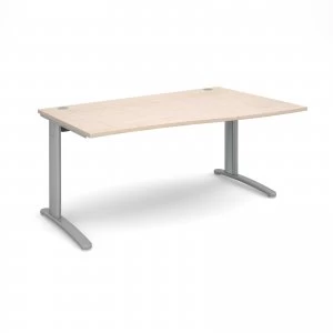 image of TR10 Right Hand Wave Desk 1600mm - Silver Frame maple Top