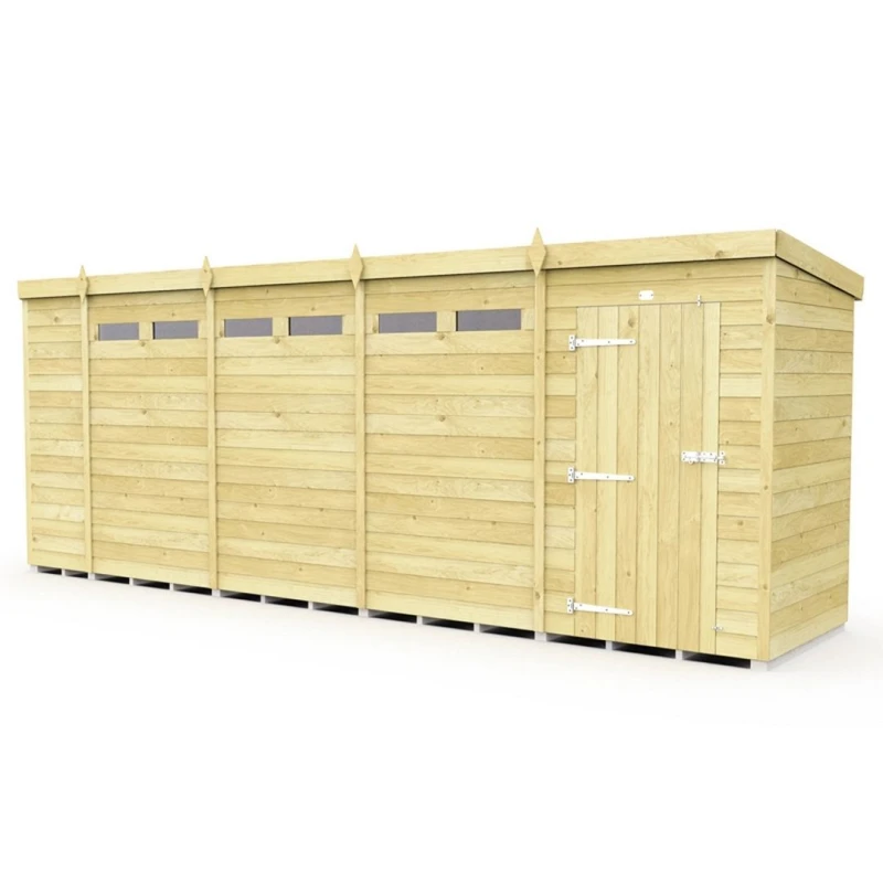 Image of Buttercup Farm 18 x 4 Feet Pent Security Shed - Single Door - L118 x W533 x H201cm in Brown Brown Unisex