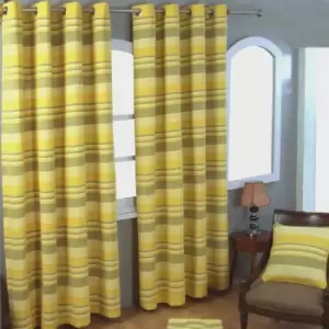 Image of Homecapes Cotton Morocco Striped Yellow Curtain Pair, 66 x 90' Drop - Yellow
