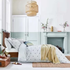 Image of Joules Kelmarsh Bee Grey 100% Cotton Reversible Duvet Cover and Pillowcase Set Grey and White