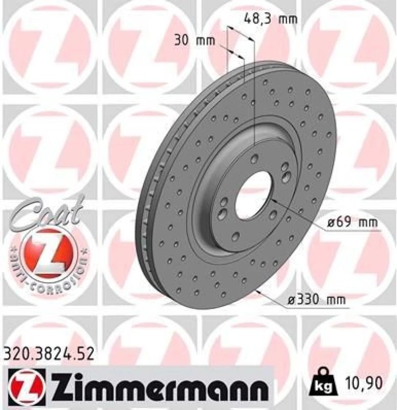 Image of ZIMMERMANN Brake disc ZIMMERMANN 320.3824.52