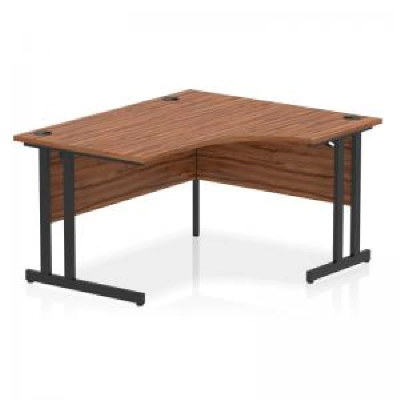 Image of Impulse Impulse 1400mm Right Crescent Office Desk Walnut Top Black Cantilever Leg ICDRC14BWNT