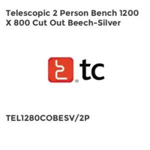 Image of TC Group Telescopic 2 Person Bench 1200 x 800 Cut Out Beech-silver