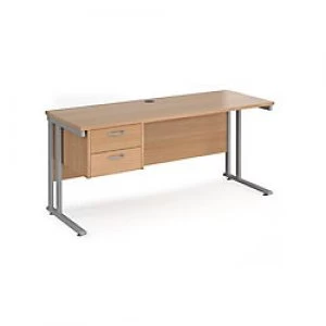 image of Maestro 25 cantilever 600mm deep desk with 2 drawer ped