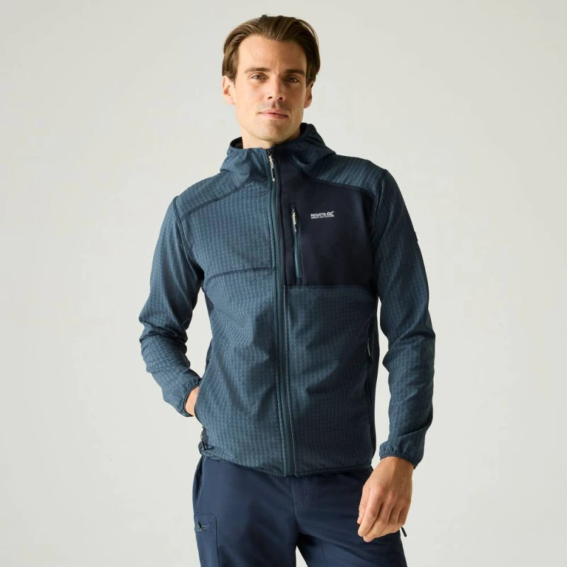 Image of Regatta Mens Alven Full Zip Hooded Fleece in Mid Navy Size: Medium Mid Navy Male M