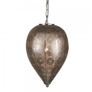 image of Searchlight 2661SS Moroccan One Light Ceiling Pendant Light In Shiny Nickel