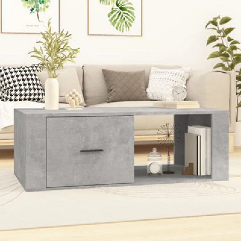 Image of Vidaxl Coffee Table Concrete Grey 100X50.5X35cm Engineered Wood