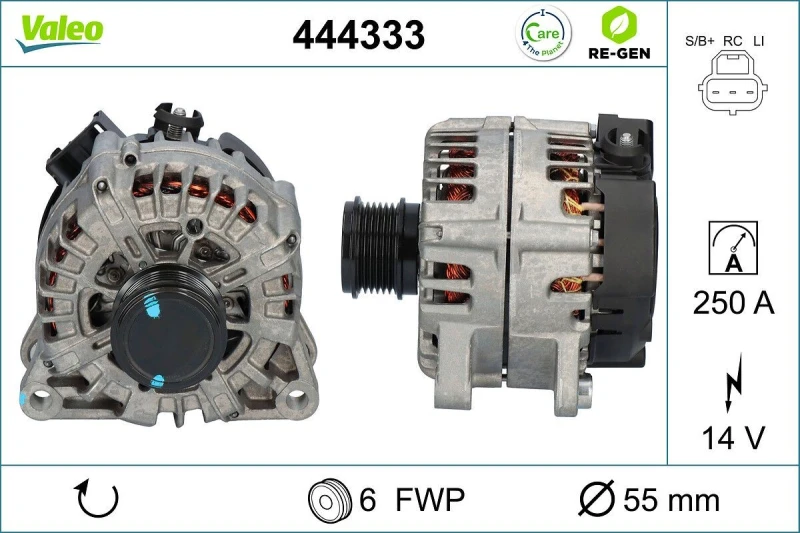 Image of VALEO 444333 Generator VALEO RE-GEN REMANUFACTURED Alternator Charging Current: 250A, Voltage: 14V Alternator (4)