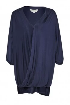 Image of Great Plains Remix Jersey Wrap Over Blouse Blue
