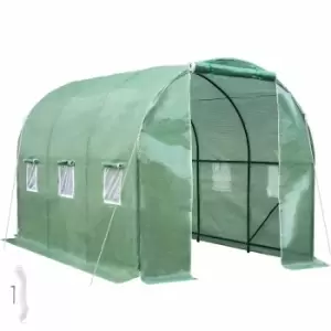 image of Tectake Polytunnel Greenhouse With 6 Windows 343X200X200cm Green