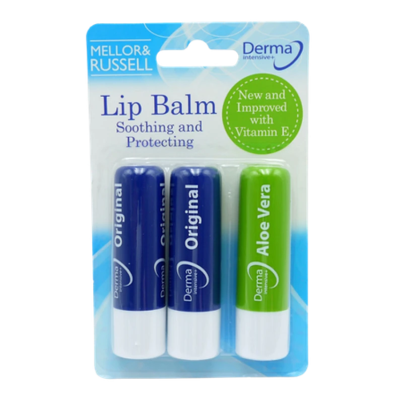 Image of Derma Mellor & Russell Original & Aloe Vera Intensive Lip Balm - 3 pcs DERMA-304337