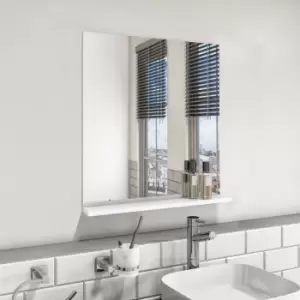 Image of Rectangular White Oak Mirror With Shelf 600 x 650mm - Boston