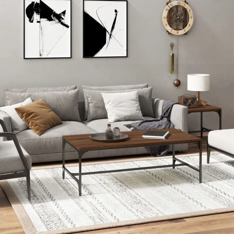 Image of Vidaxl Coffee Table Brown Oak 100X50X35cm Engineered Wood, Brown 819391