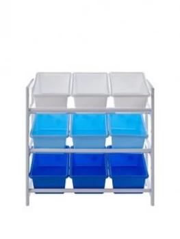 image of Premier Housewares Childrens 3 Tier Storage Unit - Blue/White