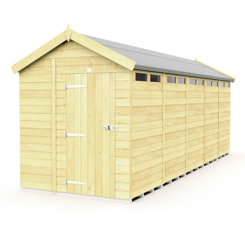 Image of Buttercup Farm 7 x 20 Feet Apex Security Shed - Single Door - L592 x W214 x H217cm in Brown Brown Unisex