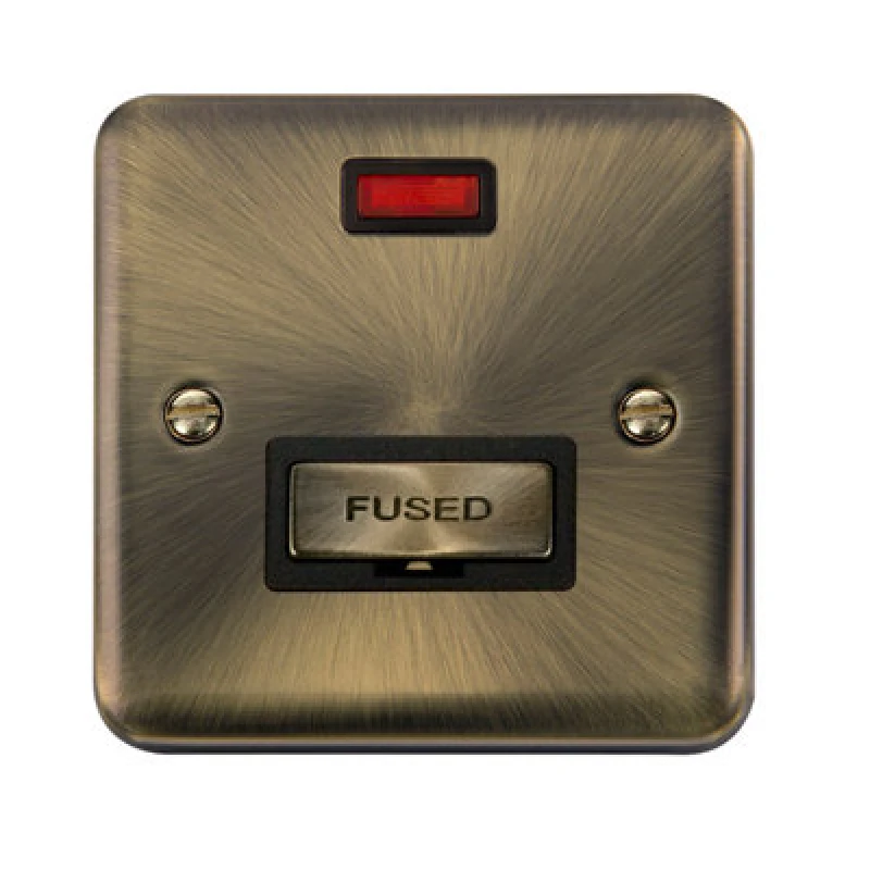 Image of SE Home Curved Antique Brass 13A Fused Ingot Connection Unit With Neon Gold
