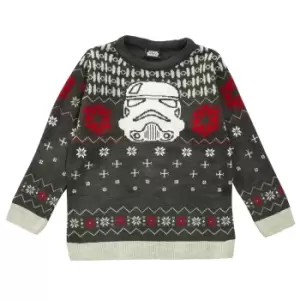 Star Wars Girls Stormtrooper Helmet Knitted Christmas Jumper (9-10 Years) (Charcoal)