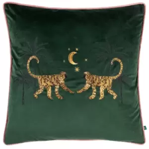 image of Dusk Monkey Cushion Emerald, Emerald / 50 x 50cm / Polyester Filled