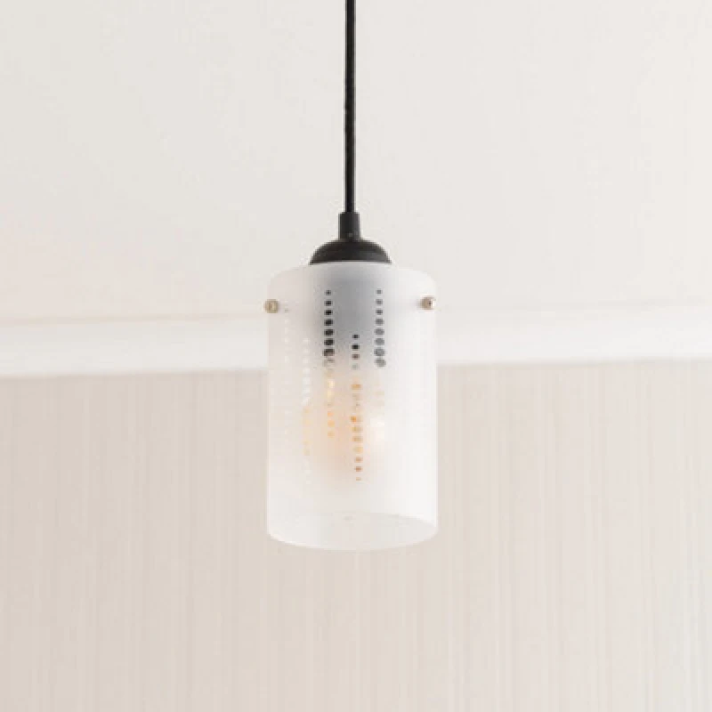 Image of ValueLights Elsie Frosted Glass Spotted Ceiling Small Cylinder Lamp Shade White