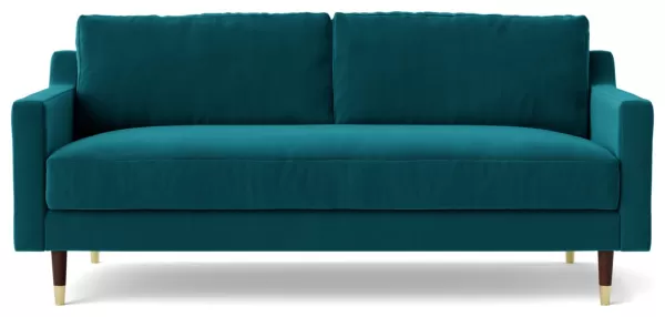 image of Swoon Rieti Velvet 2 Seater Sofa- Kingfisher Blue