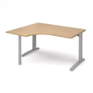 Image of Office Desk Left Hand Corner Desk 1400mm Oak Top With Silver Frame 1200mm Depth TR10 TBEL14SO