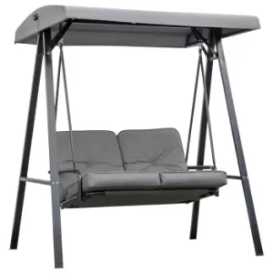 image of Outsunny 2 Seater Garden Swing Chair Outdoor Hammock Bench with Steel Frame Adjustable Tilting Canopy for Patio, Grey