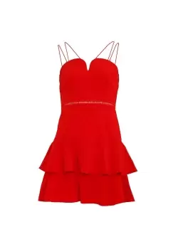 Image of Girls On Film Womens/Ladies Devotion Sweetheart Skater Dress (10 UK) (Tomato Red)