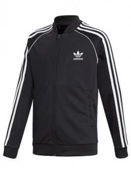 Image of Boys, adidas Originals Childrens Superstar Zip Front Top - Black, Size 11-12 Years