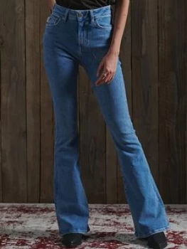 Image of Superdry High Rise Skinny Flare Jeans - Light Blue, Size 26, Inside Leg 31, Women