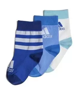 image of Boys, adidas Younger 3 Pack Socks - Blue Size XL