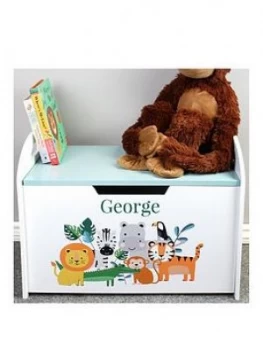 image of Personalised Jungle Baby Wooden Toy Chest