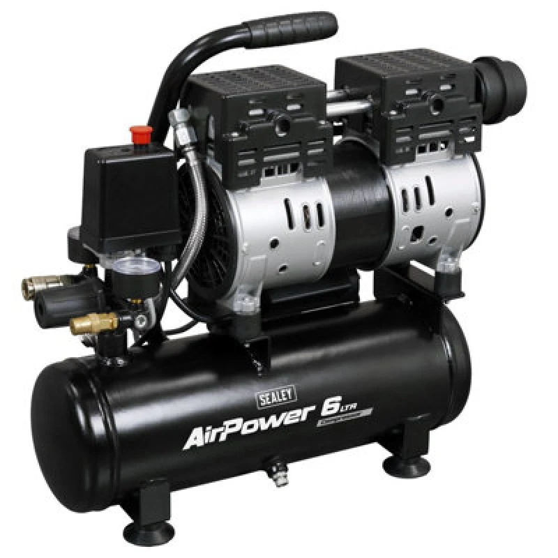 Image of Sealey Sac6000S 6L Oil Free Low Noise Direct Drive Air Compressor 1Hp