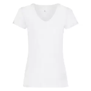 Image of Womens/Ladies Value Fitted V-Neck Short Sleeve Casual T-Shirt (X Small) (Snow)