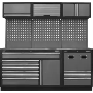 image of Sealey Superline Pro MSS Stainless Steel Worktop Storage Combo 2040mm 460mm 2000mm