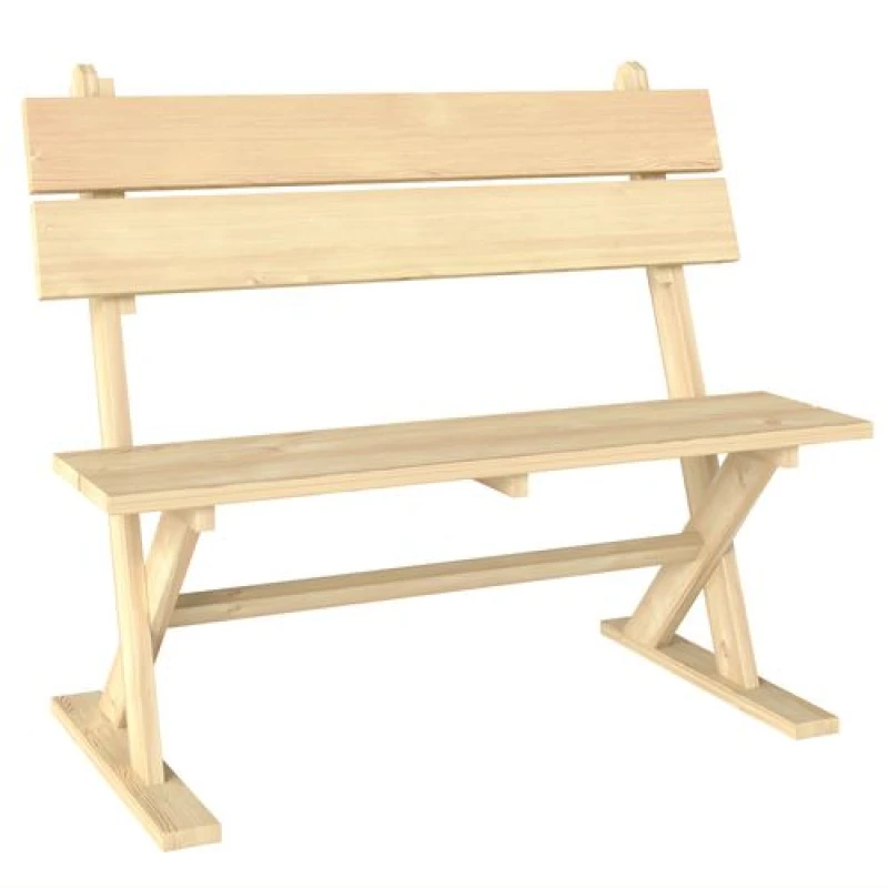 Image of Outsunny 2 Seater Wooden Garden Bench Outdoor Loveseat with Back, Natural, Brown 84G-536V00ND