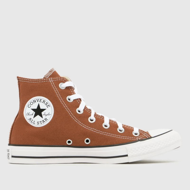 Image of Converse All Star Hi Trainers in Brown & White Brown & White UK 8 (EU 41½)