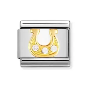 image of Nomination Classic Gold CZ Horseshoe Charm