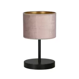 Image of Hilde Black Table Lamp with Round Shade with Pink Fabric Shades, 1x E27