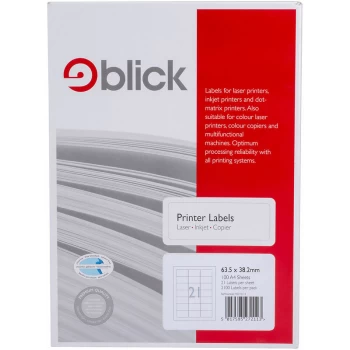Image of Copier Labels A4 21 (63.5 x 38.2mm) per Sheet, 100 Sheets - Blick