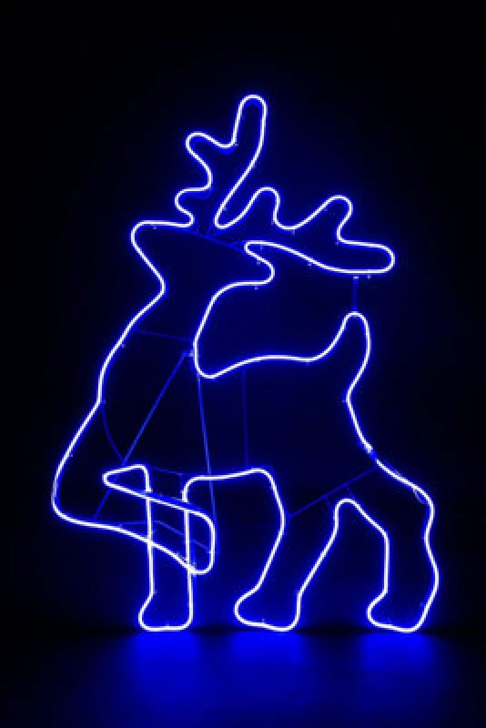 Image of Shatchi Walking Reindeer Neon Effect Rope Light Silhouette Double Side 90 Blue Leds Christmas Outdoor