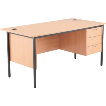 image of Start 18 1532MM Rectangle Desk W/3 Draw Fixed Pedestal - Beech