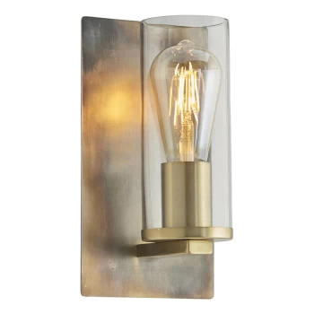Image of Merano Lighting - Merano Palermo Wall Lamp Bronze Patina Plate & Clear Glass