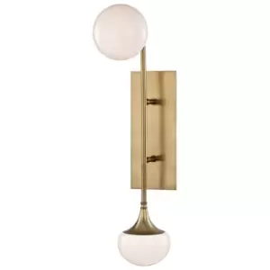 image of Fleming 2 Light Wall Sconce Brass, Glass, 3000K