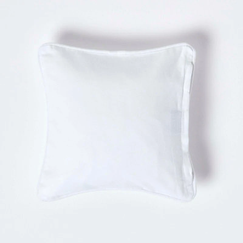 Image of Homescapes Cotton Plain White Cushion Cover, 30 X 30 Cm