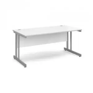 image of Momento straight desk 1600mm x 800mm - silver cantilever frame, white