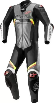 image of Alpinestars Missile V2 Ignition One Piece Motorcycle Leather Suit, black-grey, Size 48, black-grey, Size 48