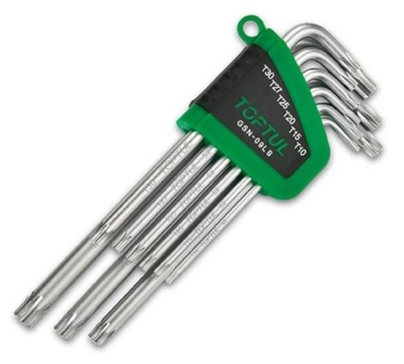 Image of TOPTUL GSN-09LS Angled Screwdriver Set Tool Steel, Number of tools: 9, Spanner Size: Т30, Т40, Т45, T50 Tool Steel Angled Screwdriver Set (6627)