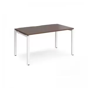 image of Adapt single desk 1400mm x 800mm - white frame and walnut top