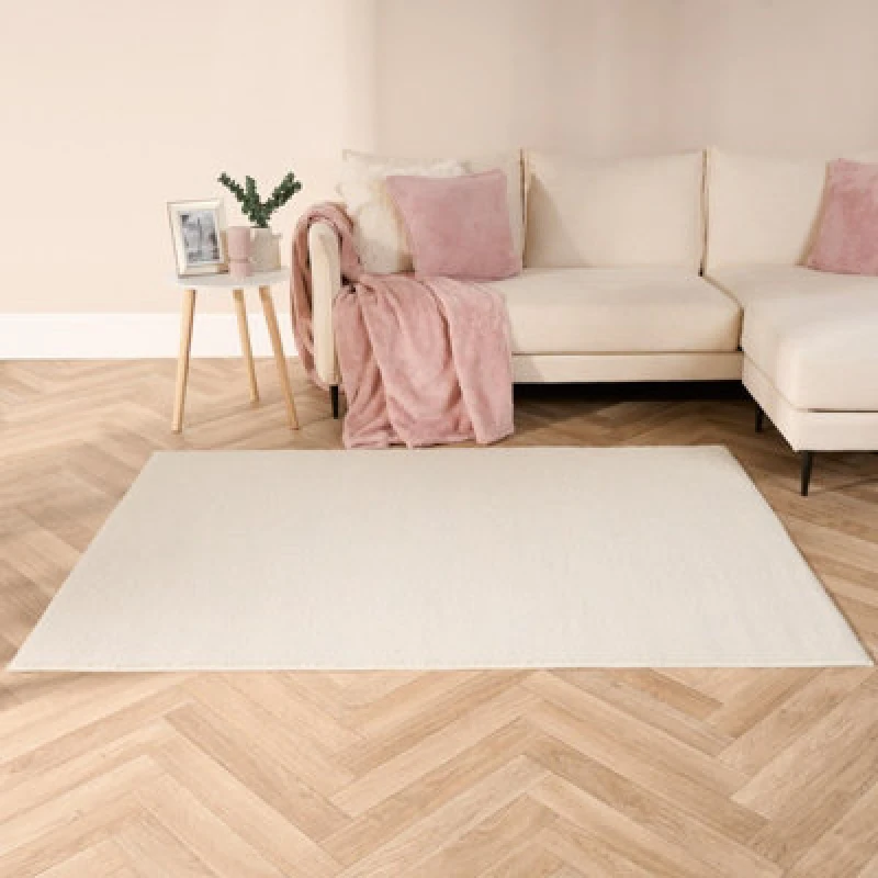 Image of OHS OHS Boucle Fleece Rug Living Room Soft Carpet Floor Non Slip Modern Bedroom Area Mat in Cream Size: 120cm x 170cm Cream 120cm x 170cm Unisex 502