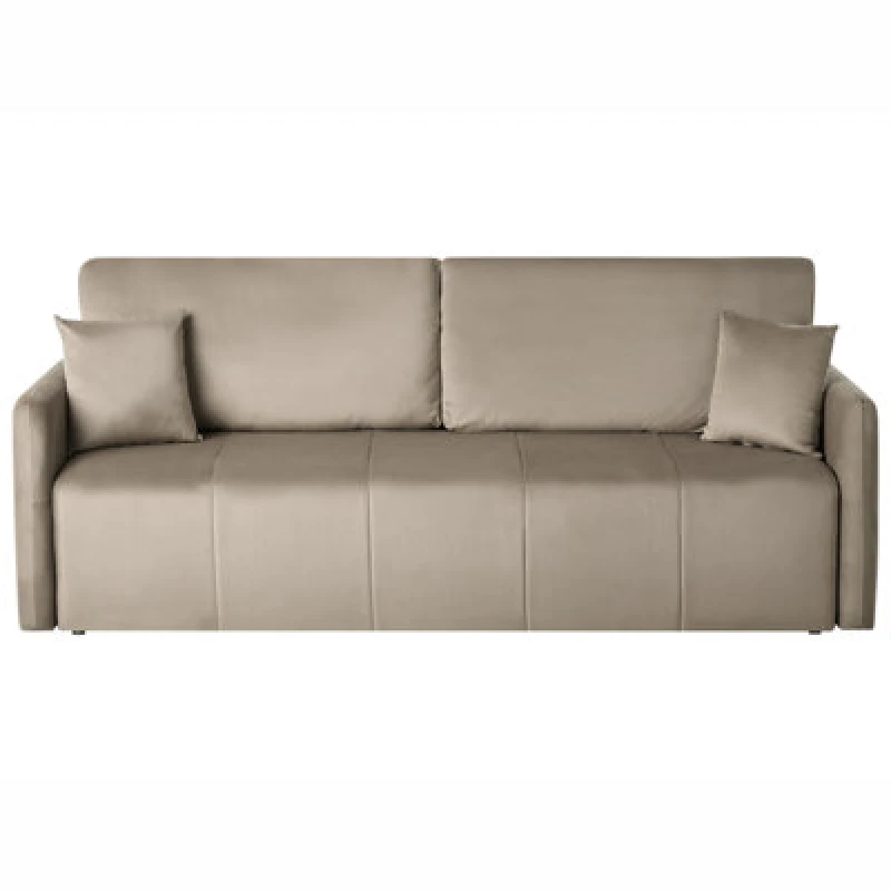 Image of Beliani Sofa Bed 3 Seater Egge Velvet Taupe
